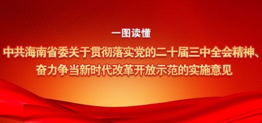 中共海南省委关于贯彻落实党的二十届三中全会精神、奋力争当新时代改革开放示范的实施意见